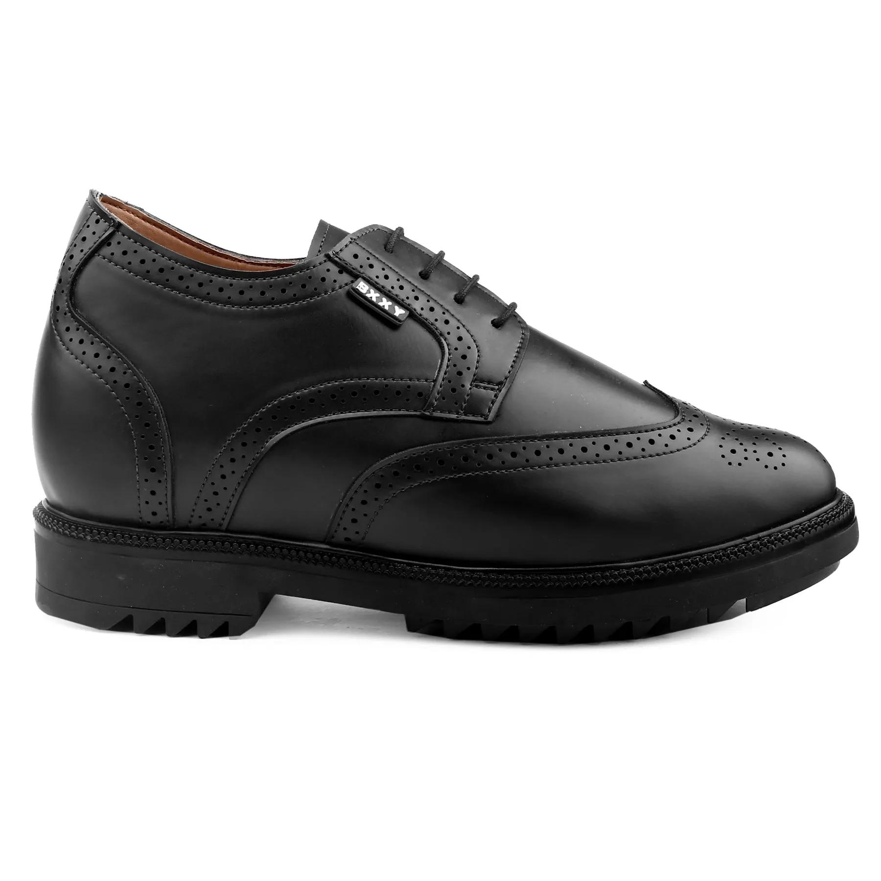 Men's 3.5 inch Hidden Height Increasing Faux Leather Brogue Lace-up Shoes