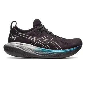 Mens ASICS Nimbus 25 Platinum - Black / Pure Silver