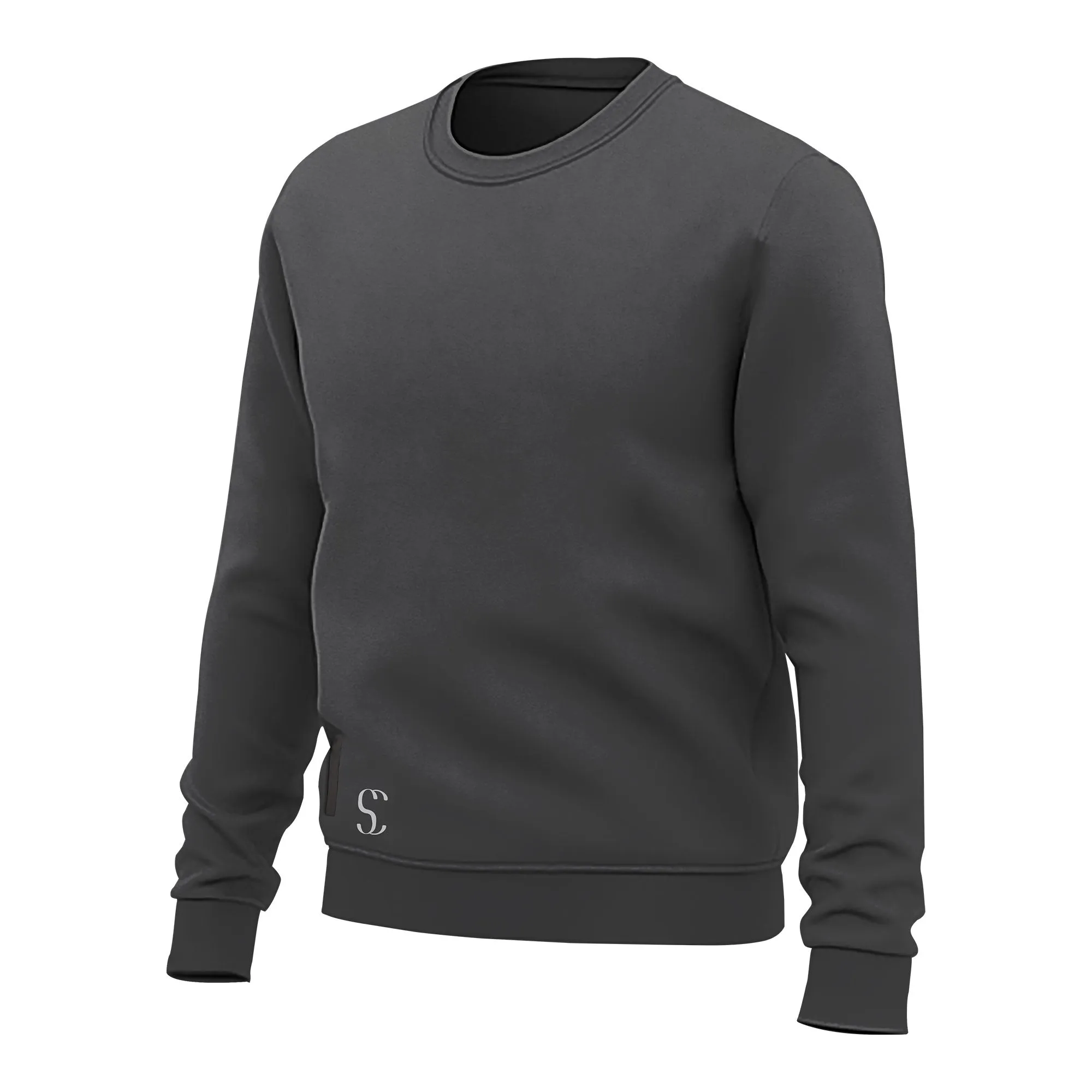 Men's Black Crewneck Fleece Sweatshirt