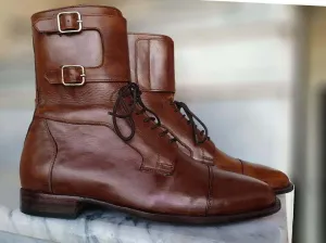 Men's Brown Monk Lace Up Boot