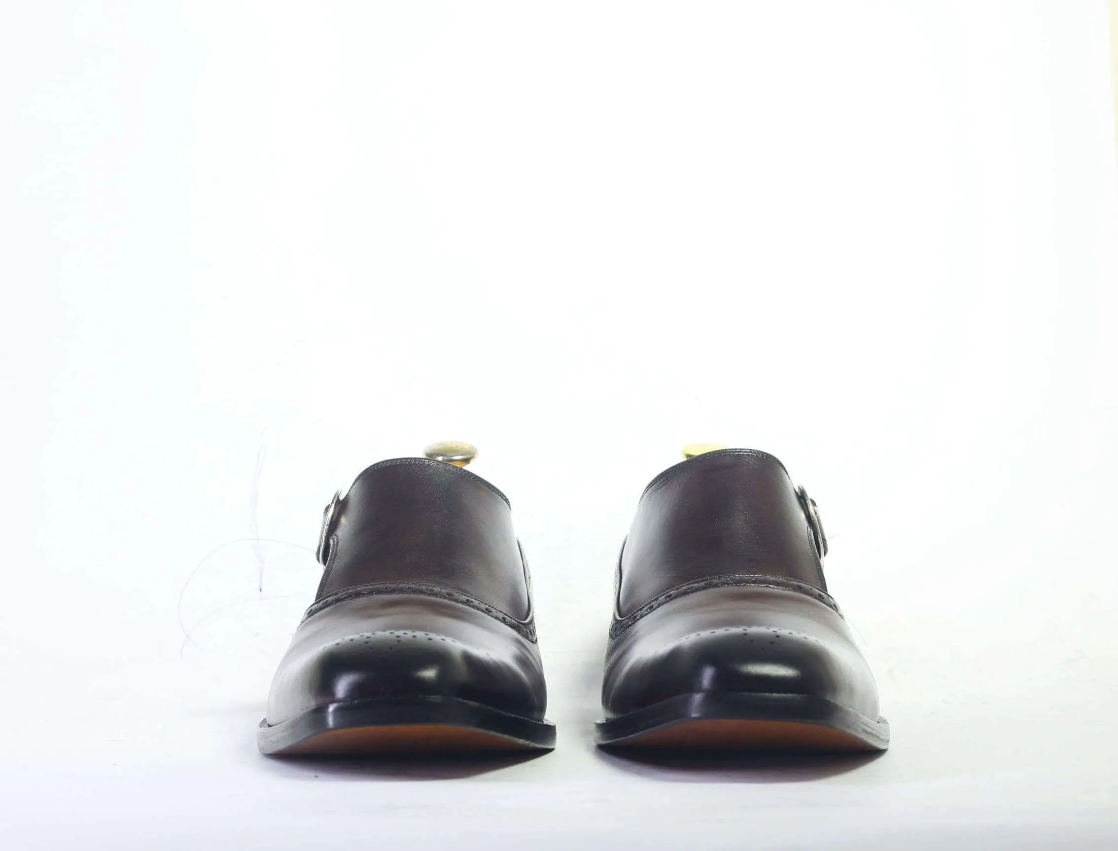 Men's Chocolate Brown Monk Straps Leather Shoe