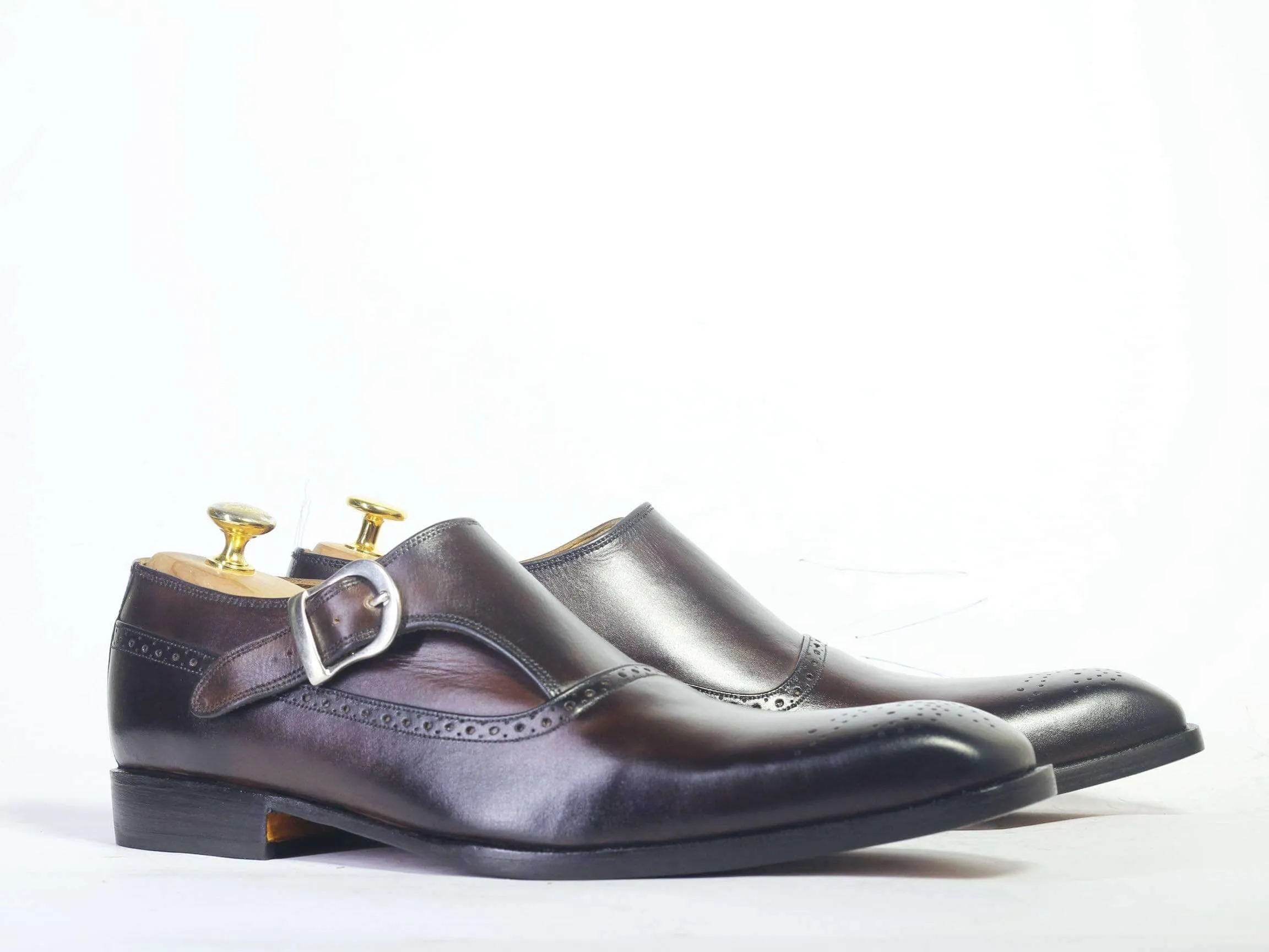 Men's Chocolate Brown Monk Straps Leather Shoe