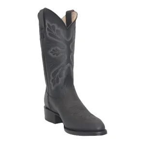 Men’s Genuine Leather Round Toe Embroidered Mid Calf Cowboy Boot