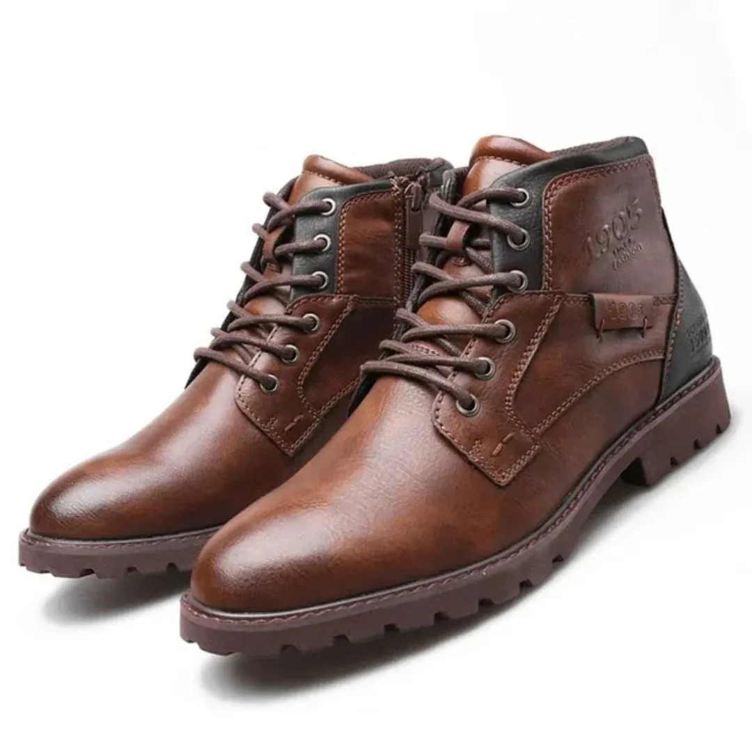 Men's Leather High-Top Combat Boots