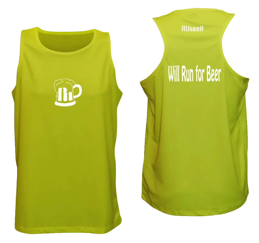 Men's Reflective Tank - Will Run for Beer