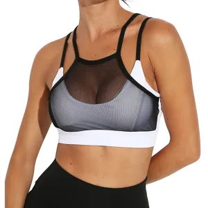 Mesh Breathable Yoga Bra Tops Fitness Shockproof Sportswear