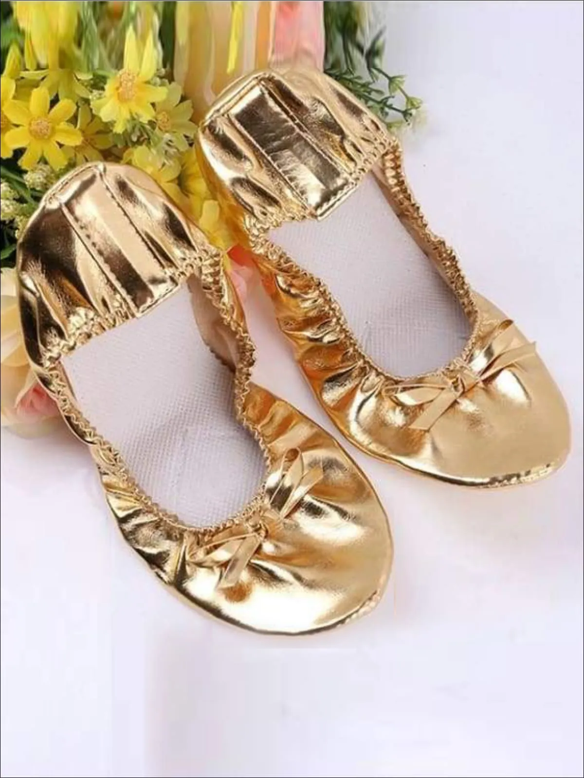 Metallic Gold Costume Ballet Flats By Liv and Mia