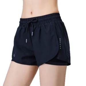 Nabtos Women Workout Running Yoga Fitness Gym Shorts Side Inner pockets Navy