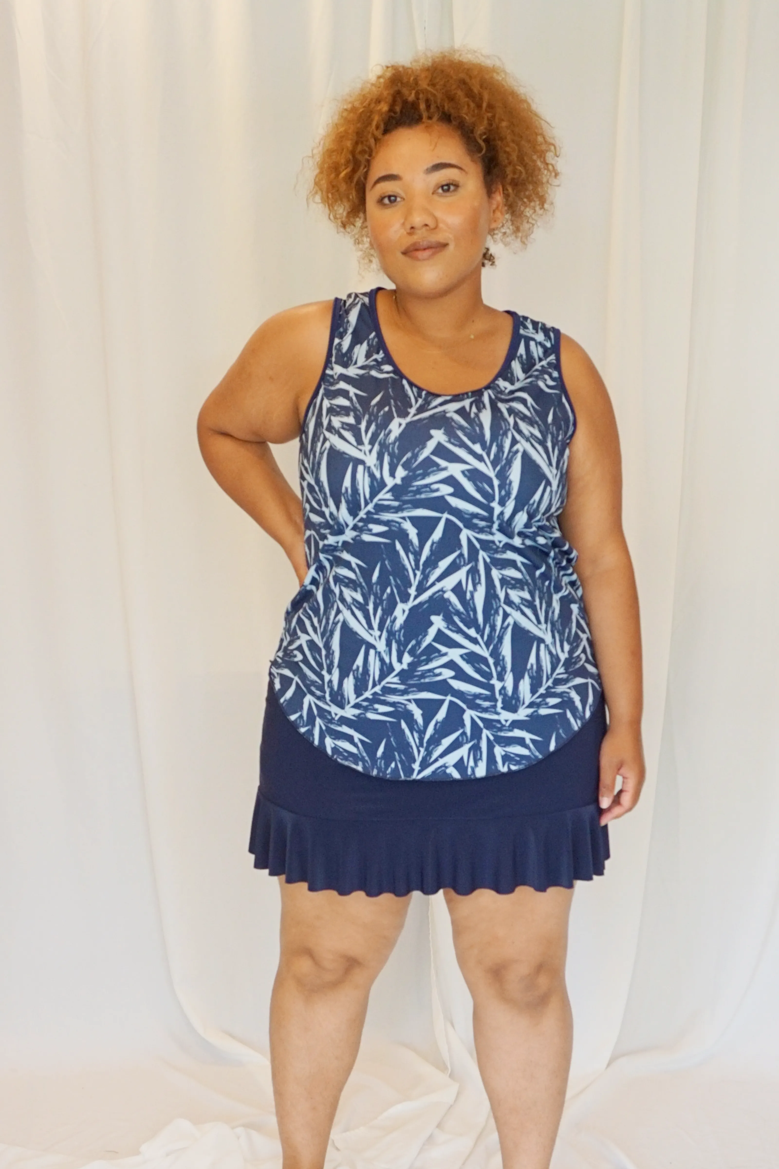 Navy Ruffle Skort