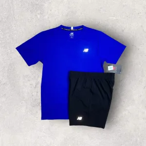 NEW BALANCE T-SHIRT/SHORT SET - ROYAL BLUE/BLACK