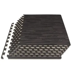 NEW - ProsourceFit Wood Grain Puzzle Mat 1/2-in, Carbon Black, 24 Sq Ft - 6 Tiles