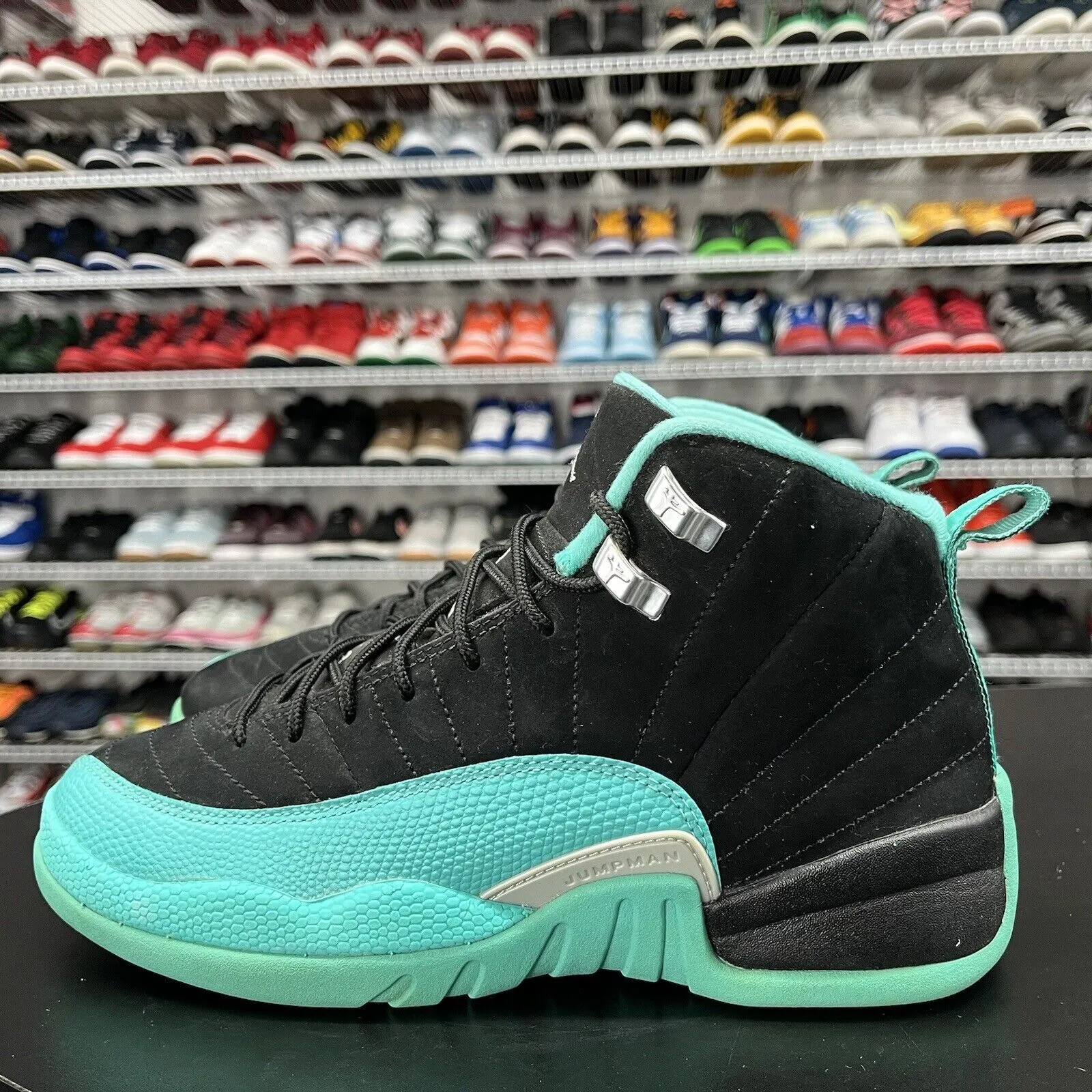 Nike Air Jordan 12 Shoes Retro Hyper Jade Black Sneakers 510815-017 Boys Size 7.5Y