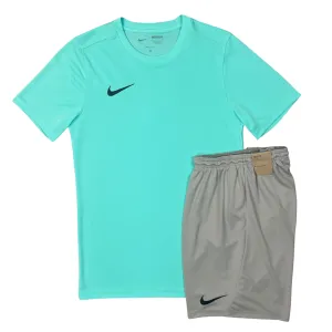 Nike Dri-Fit Tshirt / Shorts Set - Hyper Turquoise / Grey