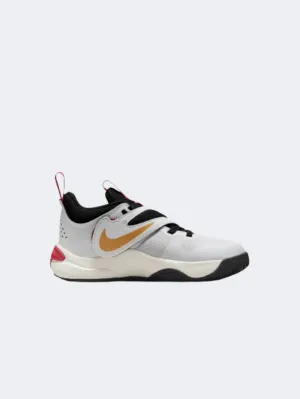 Nike Team Hustle 11 Ps-Boys Basketball Shoes White/Gold/Red/Black