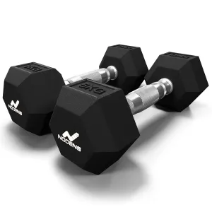 Nodens Rubber Coated Professional Hex Dumbells (Pack of Two) 5 KG,Black