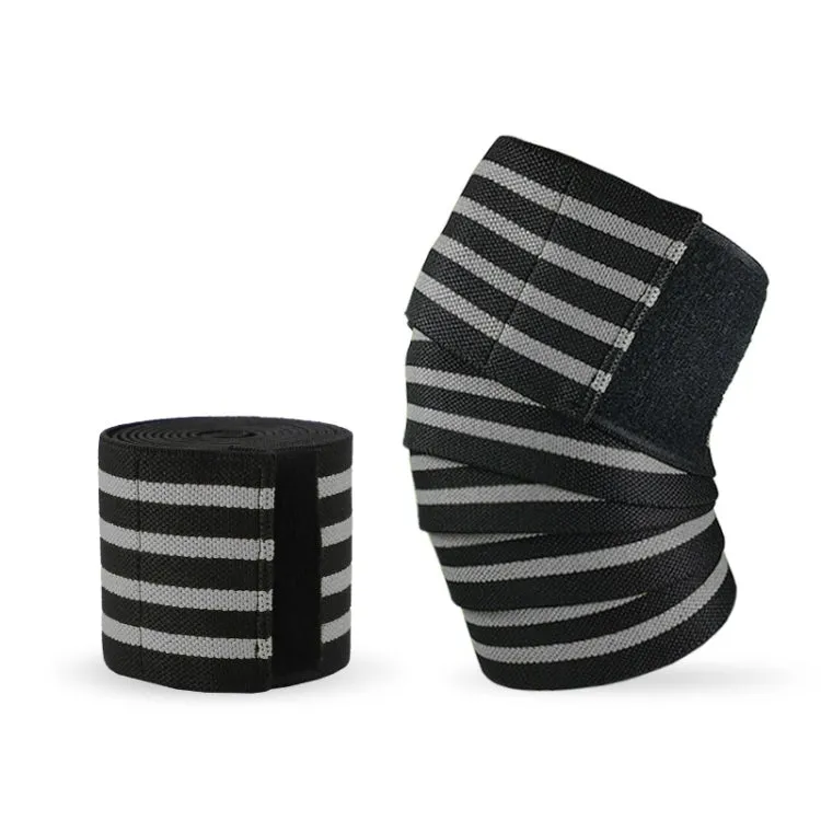 Nylon Four Stripes Bandage Wrapped Sports Knee Pads(Black White)