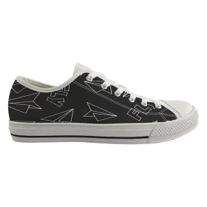 Paper Airplane & Fly (Gray) Designed Canvas Shoes (Men)