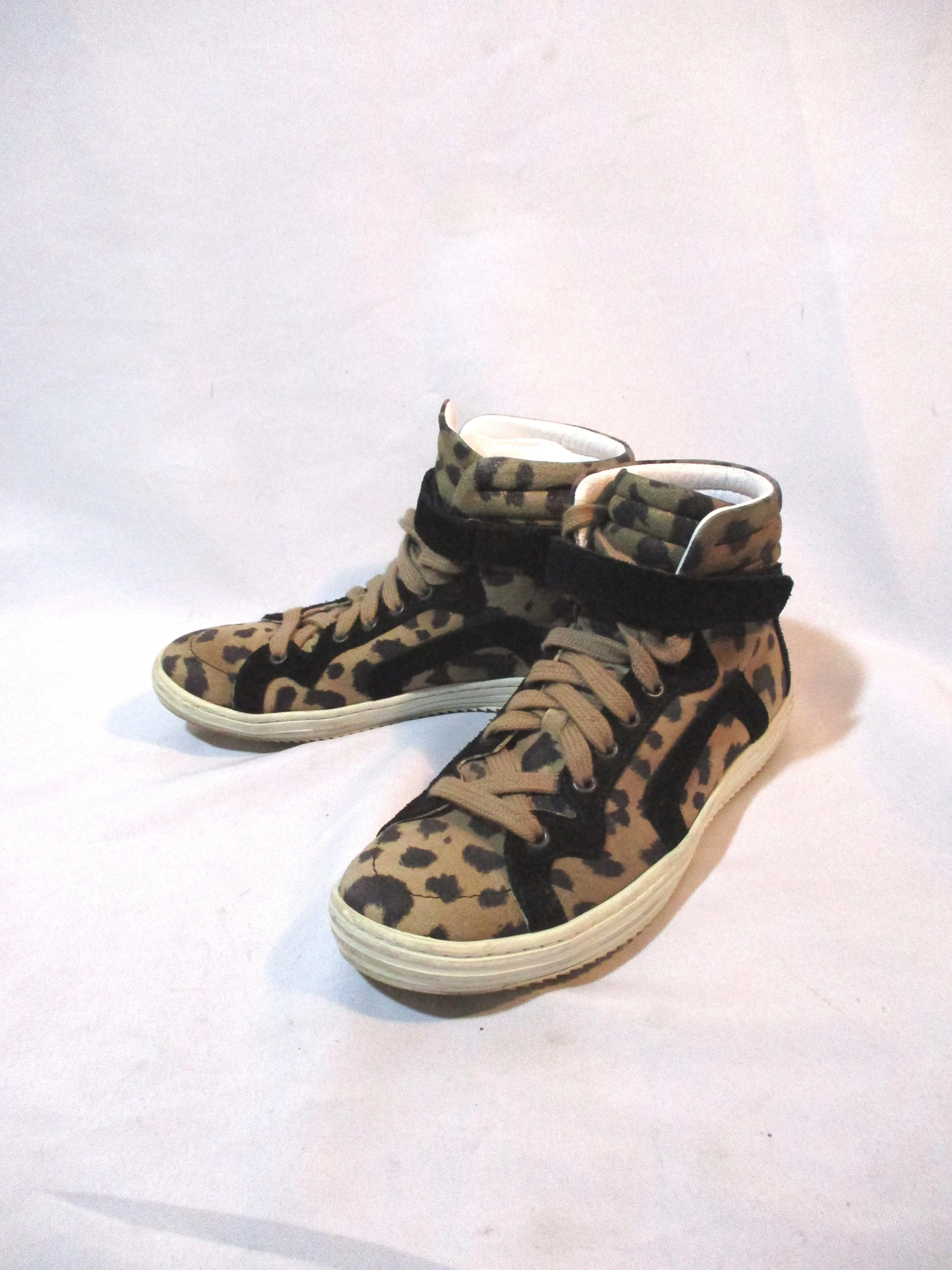 PIERRE HARDY SUEDE KID KAKI Sneaker Shoe 36  Leopard TRAINER Sport KHAKI