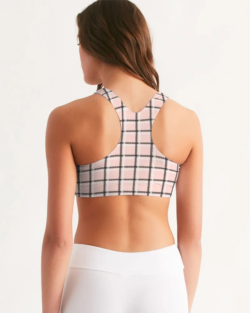 Pink Windowpane Women's Seamless Sports Bra