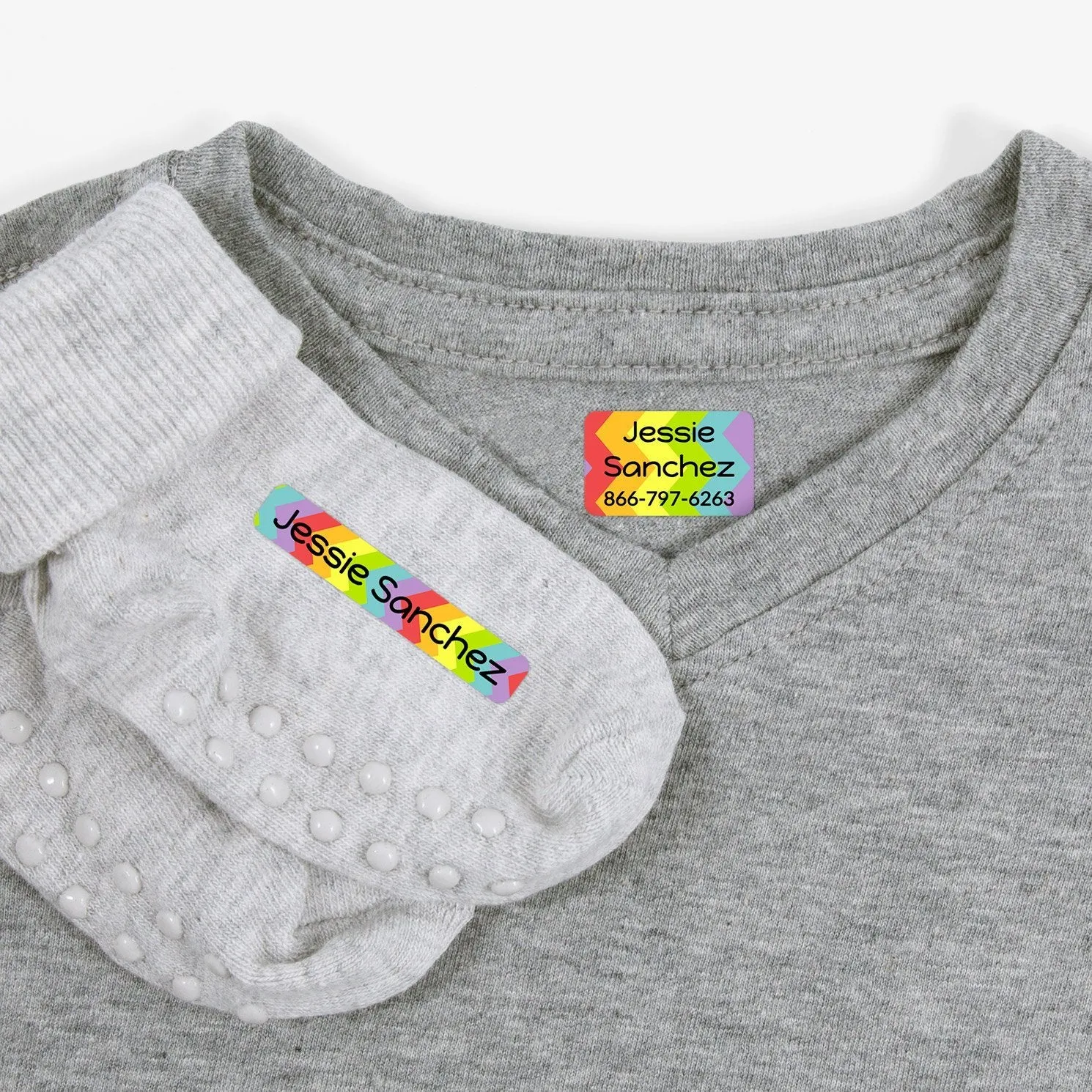 Rainbow Zig-Zag Iron-On Clothing Labels Pack