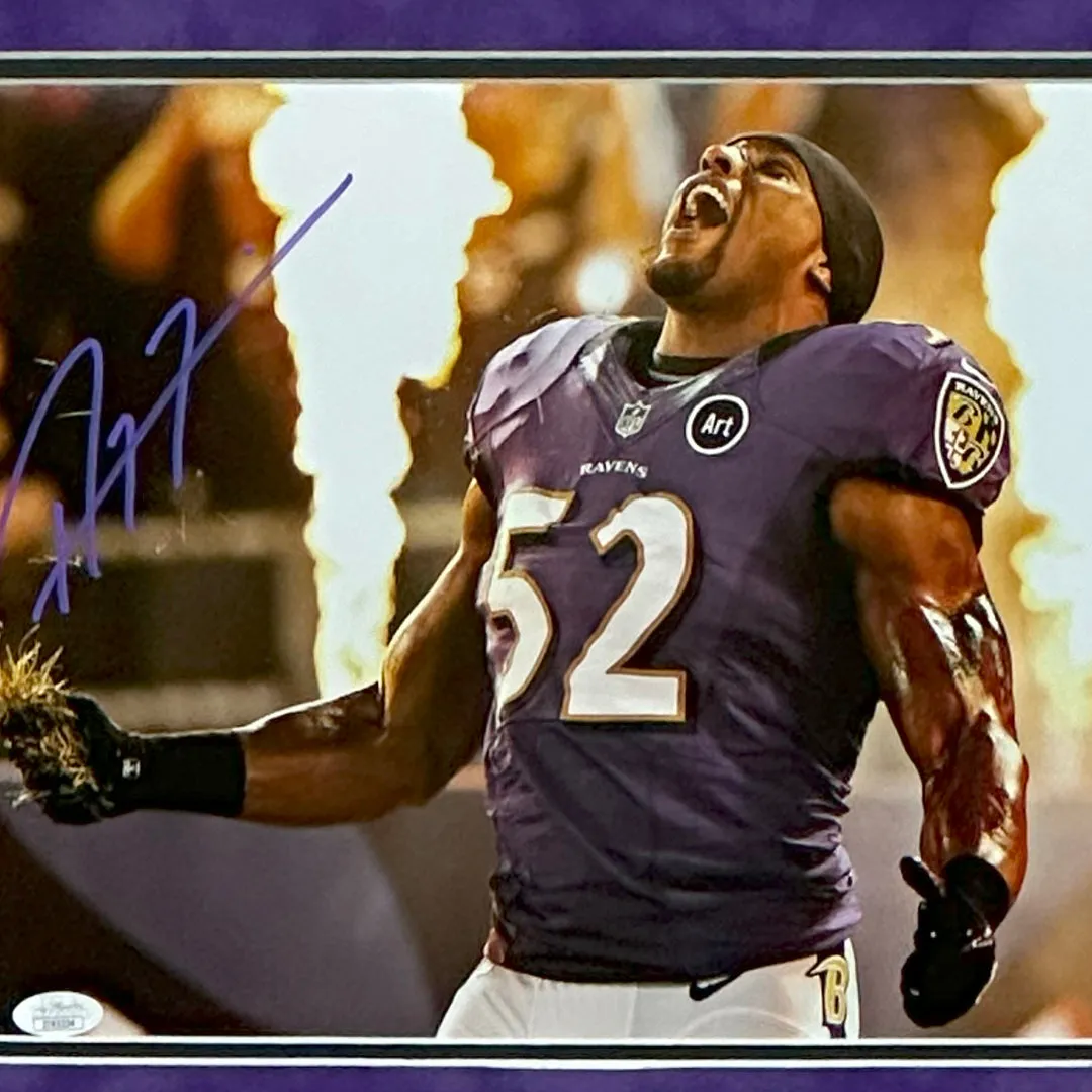 Ray Lewis Hand Signed & Framed Baltimore Ravens 11x14 Photo (JSA)