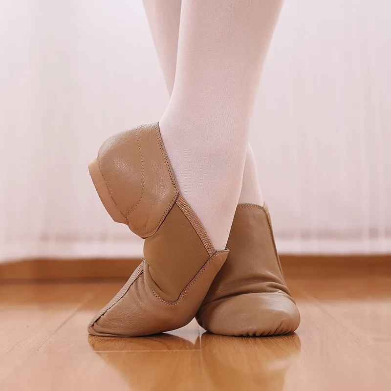 Real Leather Camel 0.5 cm Heels Teaching & Practice Shoes Jazz Dance Shoes