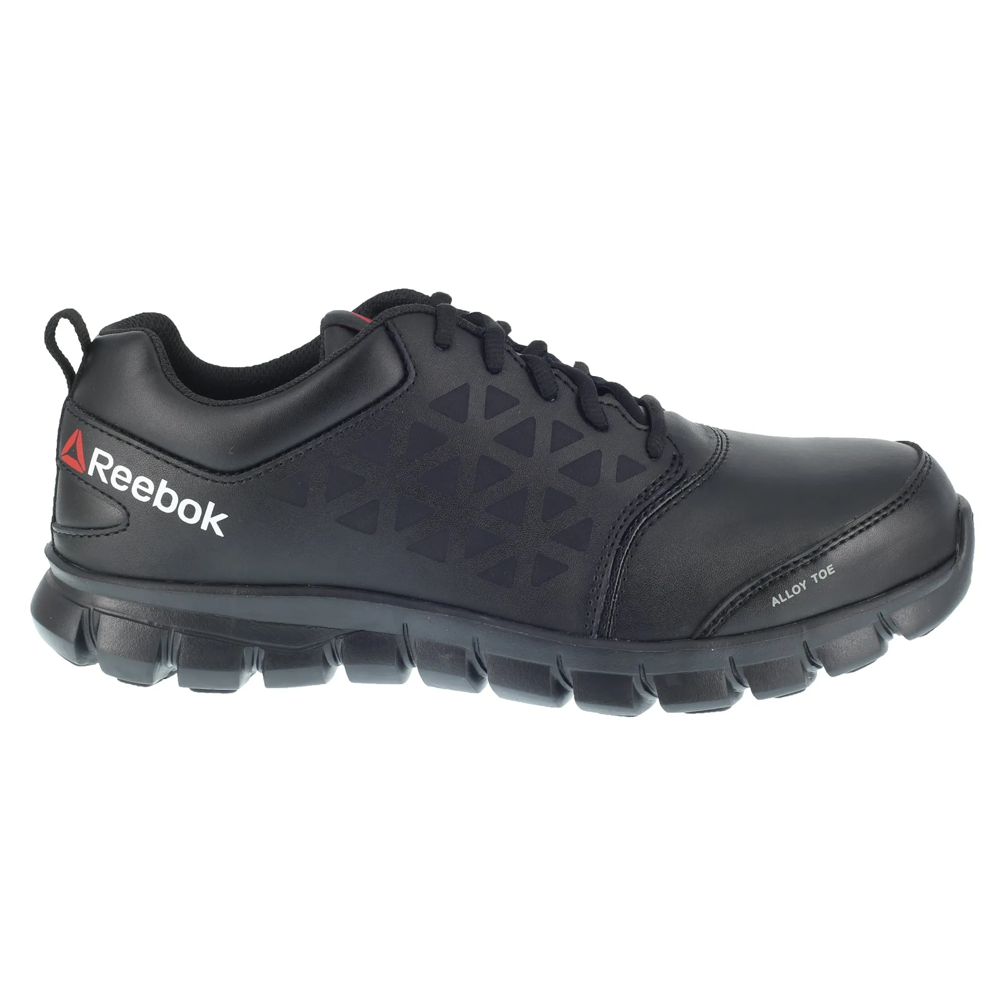 Reebok Mens Black Leather Work Shoes Sublite Oxford