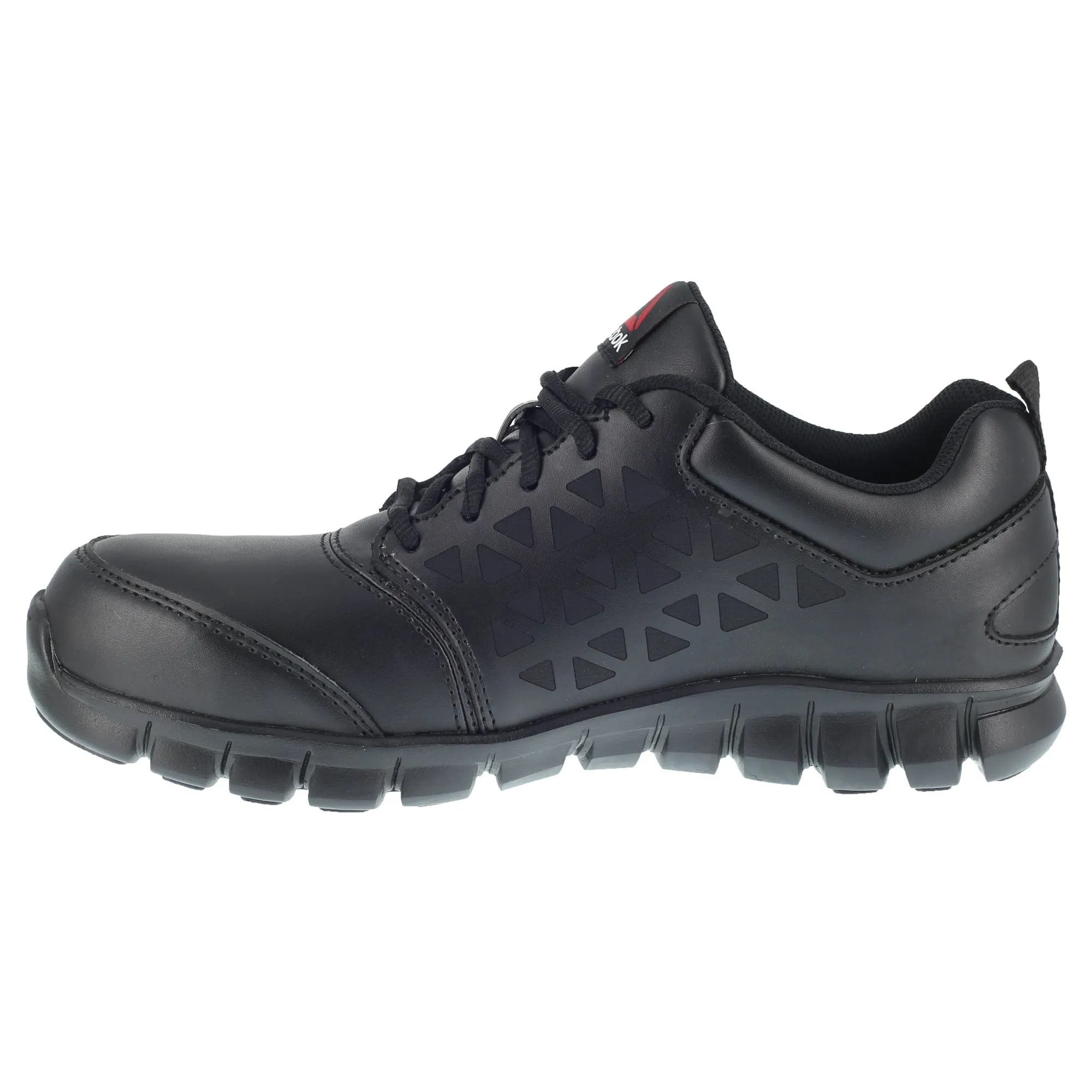 Reebok Mens Black Leather Work Shoes Sublite Oxford