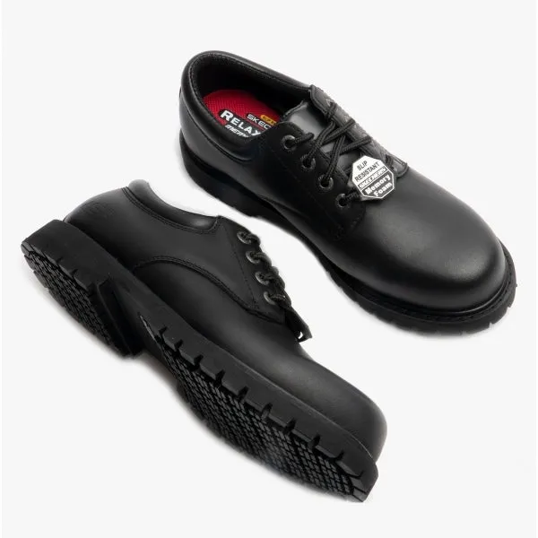 RELAXED FIT: COTTONWOOD - ELKS SR Mens Leather Anti-Slip Shoes Black