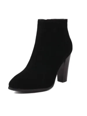 Retro Fleece Solid Color High Heel Boots