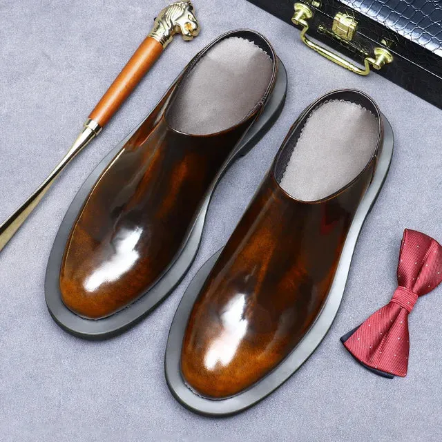 Retro Shiny Slip-On Genuine Leather Shoes