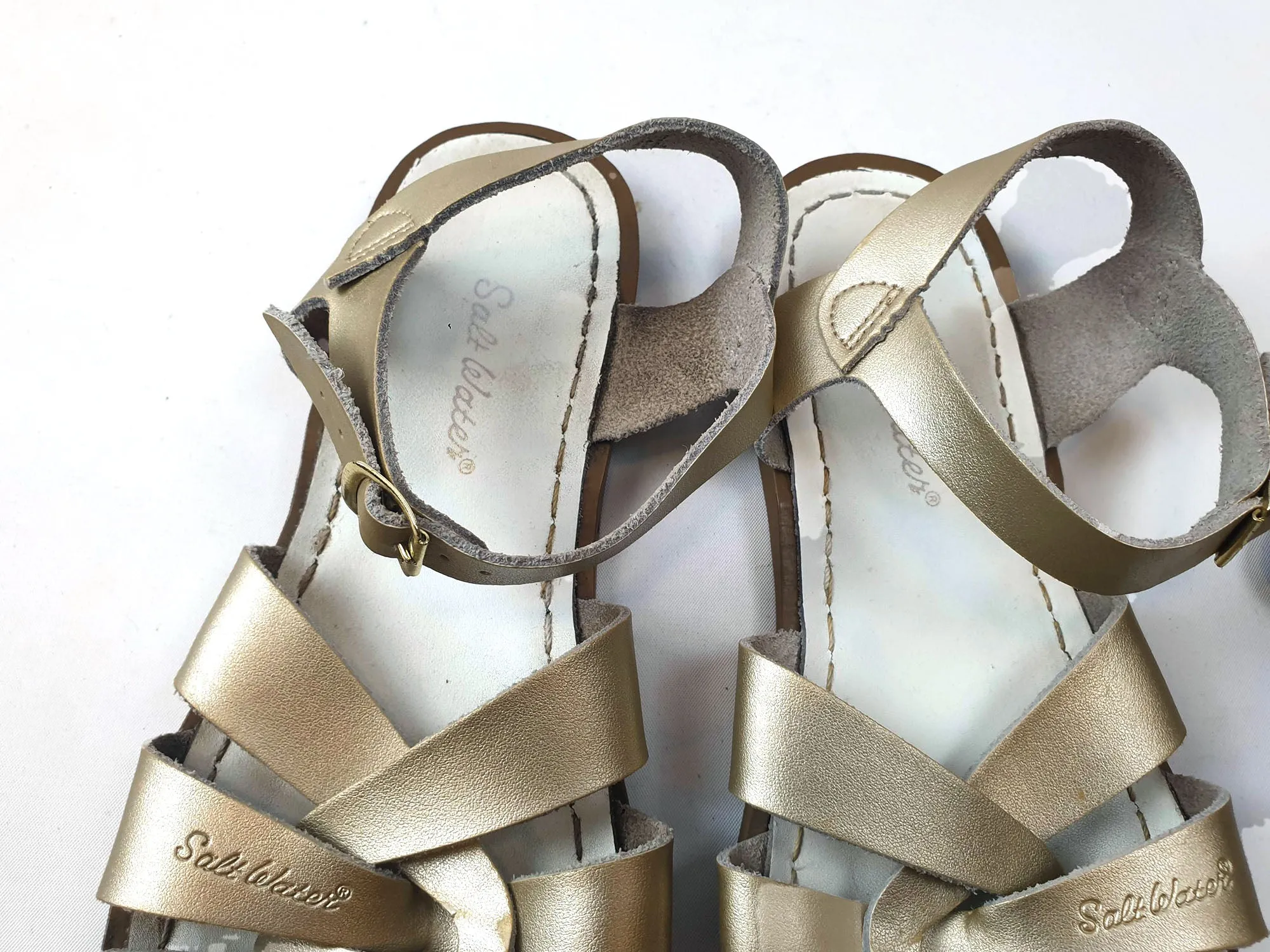 Salt Water gold leather sandals size 7