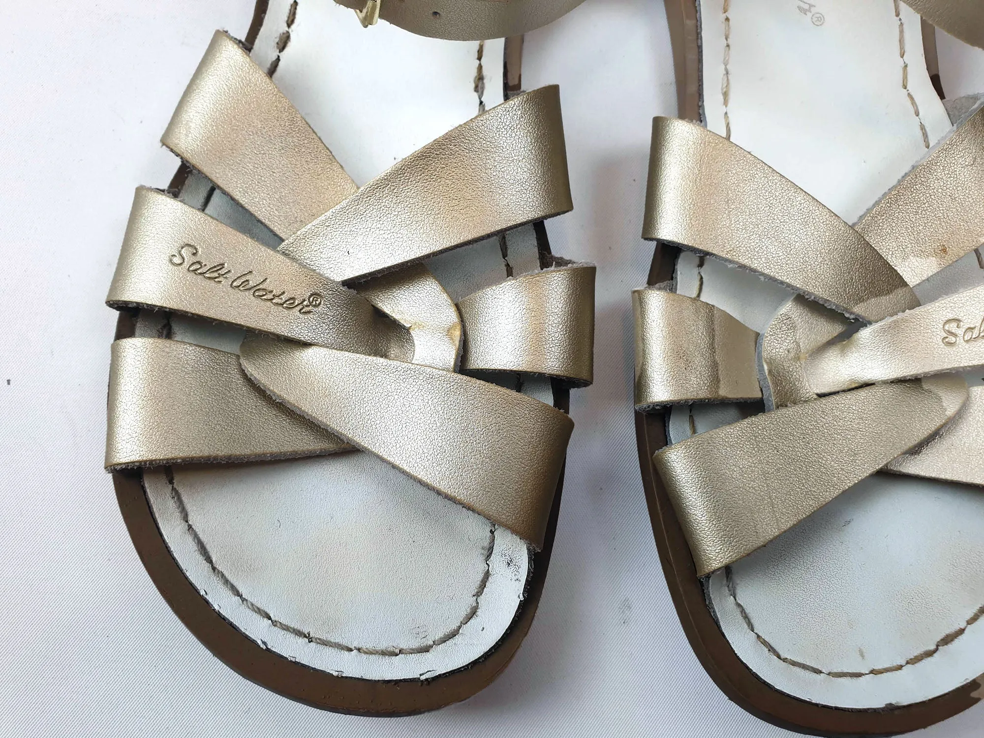 Salt Water gold leather sandals size 7