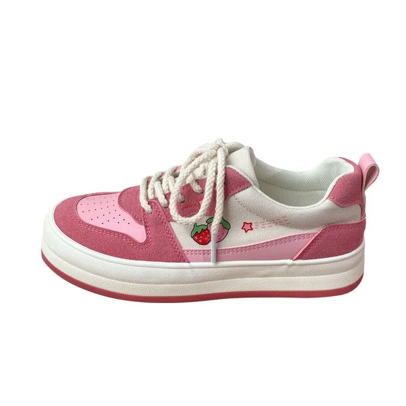 Schoolgirls Canvas Shoes Thick Bottom White Retro Sneakers | Brodtica.com