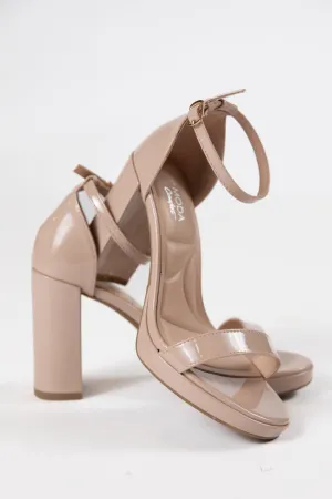 Shivani Nude Leather Heels