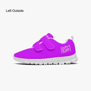 Sixty Eight 93 Logo White Purple Kids Lightweight Velcro Shoe