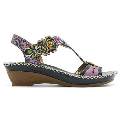 SOCOFY Bohemian Hook Loop Flat Leather Sandals