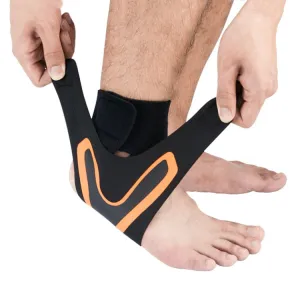 Sports Compression Anti-Sprain Ankle Guard Outdoor Basketball Football Climbing Protective Gear, Specification: L, Right Foot (Black Orange)