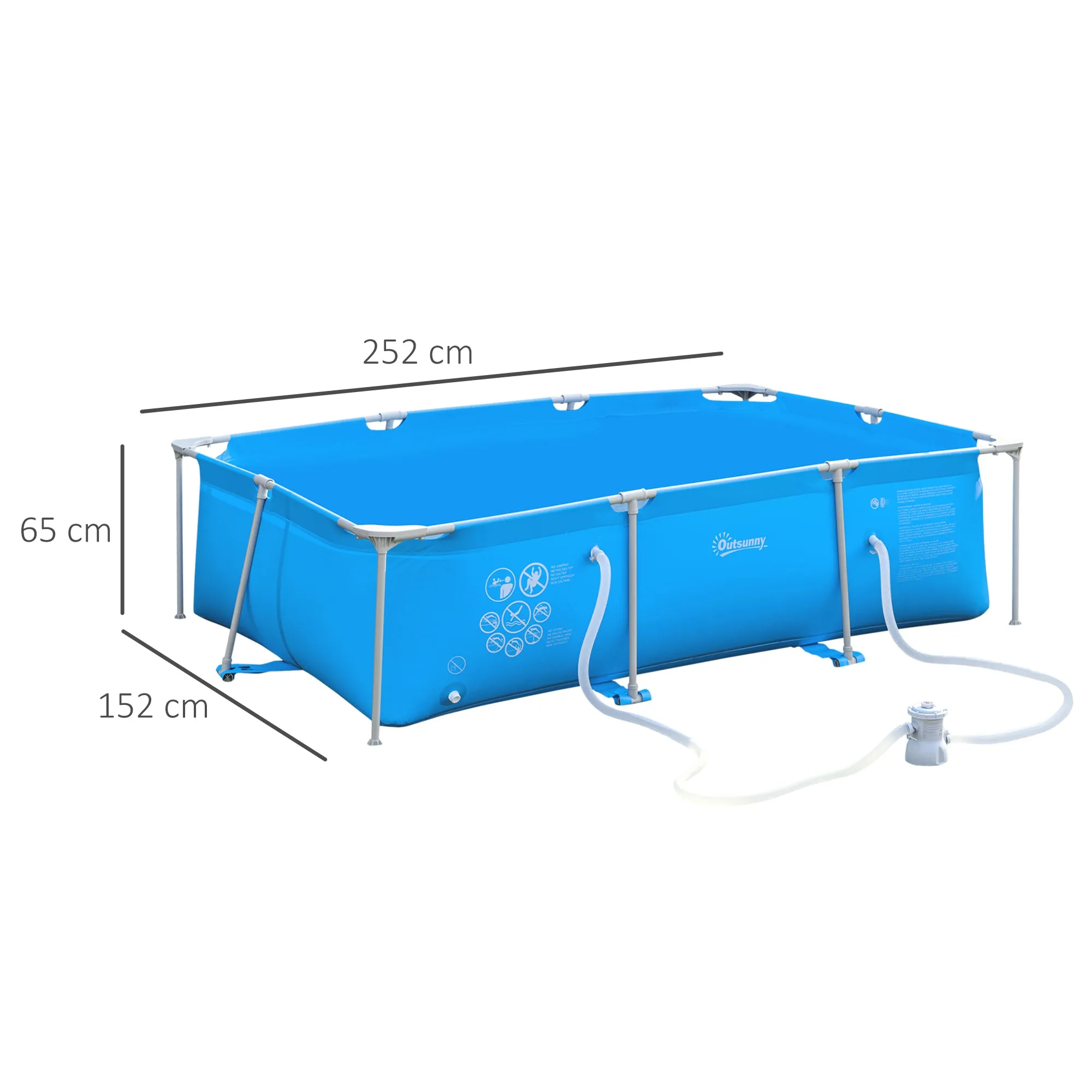 Steel Frame Pool with Filter Pump, Filter Cartridge, Reinforced Sidewalls Rust Resistant Above Ground Swimming Pool