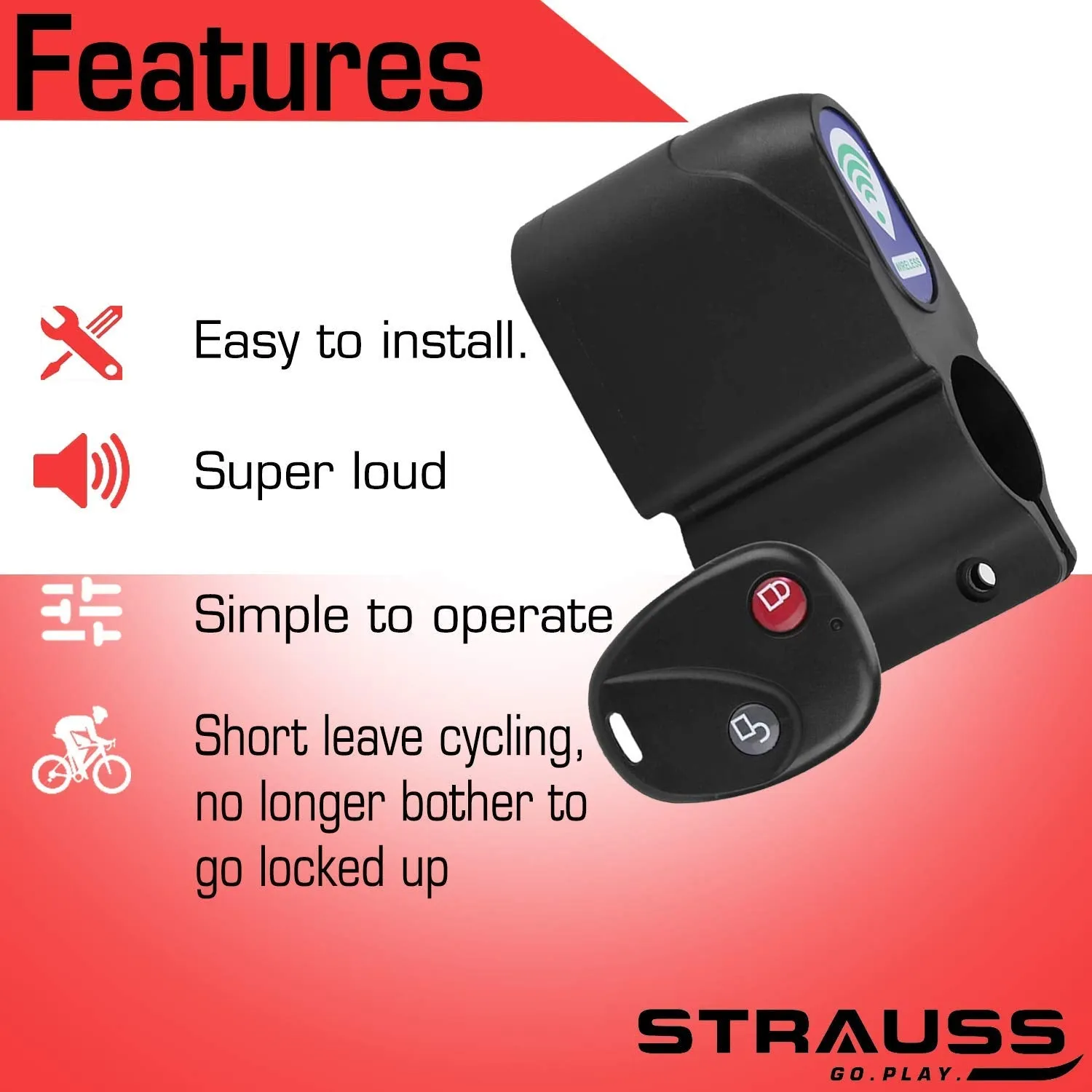 Strauss Bicycle Wireless Security Alarm Lock and Bicyle Repair Toolkit