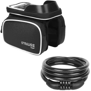 Strauss Cycle/Bicycle/Helmet Multi Purpose Number Lock, (Black) and Bicycle Frame Bag, (Black)