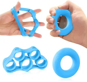 Strauss Finger Stretcher | Hand Strengthener for Carpal Tunnel Relief and Grip Strength | Silicone Finger Gripper and Finger Stretcher | Ideal for All Skill Levels | Set of 2,(Blue)