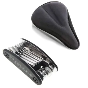 Strauss Gel Seat Cover (Black) and Bicyle Repair Toolkit