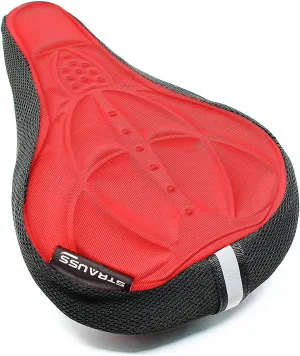 Strauss Saddle Seat Cover with Anti-Slip Granules & Soft, Thick Padding | Superior Comfort, Breathable Design | Comes with Adjustable Rope Straps & Fits all Cycles, (Red)