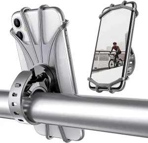 STRAUSS Waterproof Mobile Holder for Bikes | Anti Shake and Stable | Adjustable and 360° Rotation | Bicycle and Bike Accessories for Any Smartphone | Can Be Used for GPS and Navigation | Hold Devices Between 5.5 and 7 inches,(Grey)