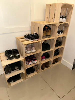 Tall SHOE RACK - wooden rustic Orange crate shoe rack