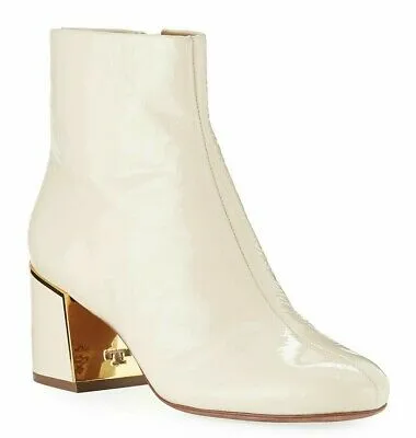 TORY BURCH - JULIANA CREAM PATENT LEATHER BOOTS **FREE SHIPPING**