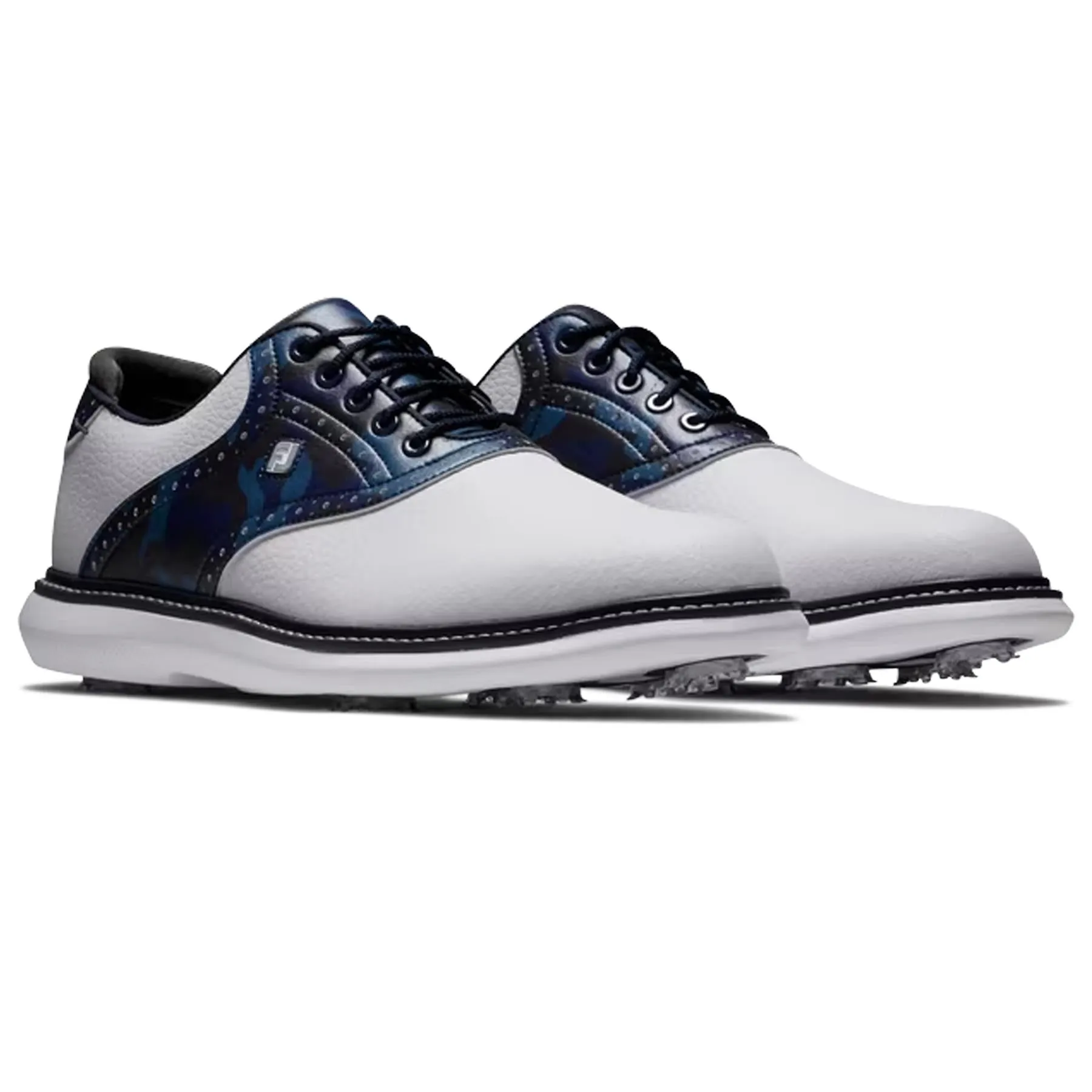 Traditions Saddle FJ Golf Shoes White/Navy/Multi - AW24