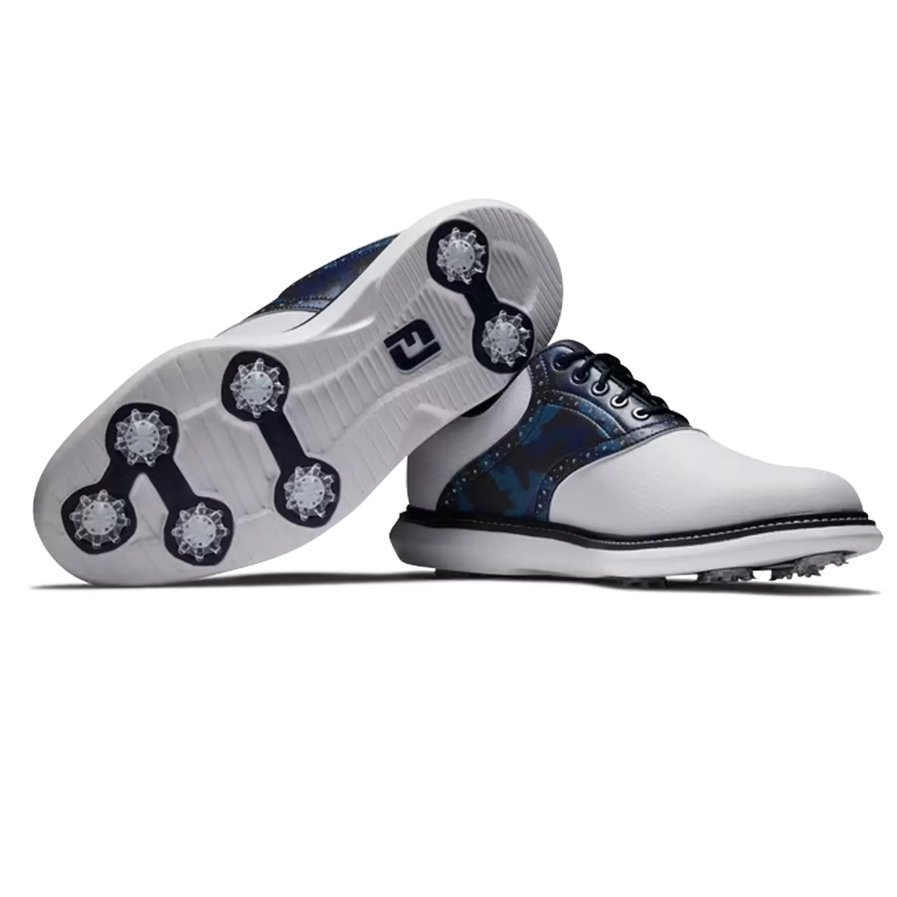 Traditions Saddle FJ Golf Shoes White/Navy/Multi - AW24