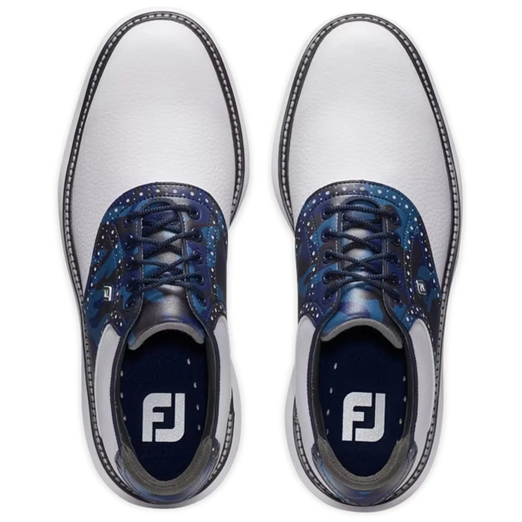 Traditions Saddle FJ Golf Shoes White/Navy/Multi - AW24